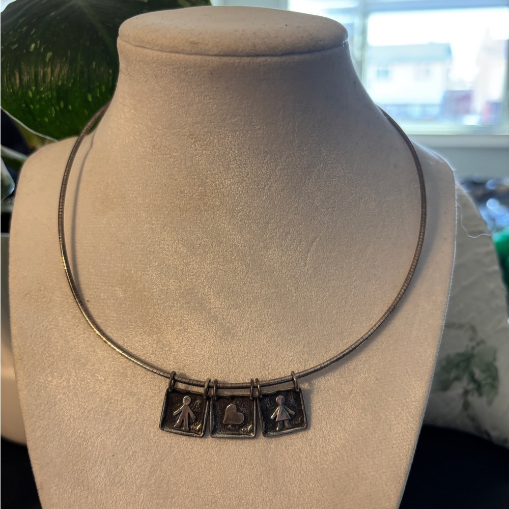 Silpada Sterling Silver Omega Necklace N1111 w/ Family Charms S1745 S1746 S1747